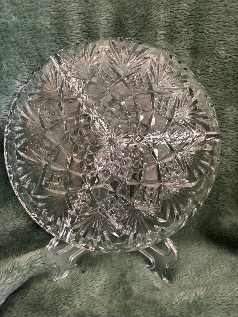 Anchor Hocking EAPG Clear Glass Divided Serving Dish-Elegant Cut Pattern (G010)